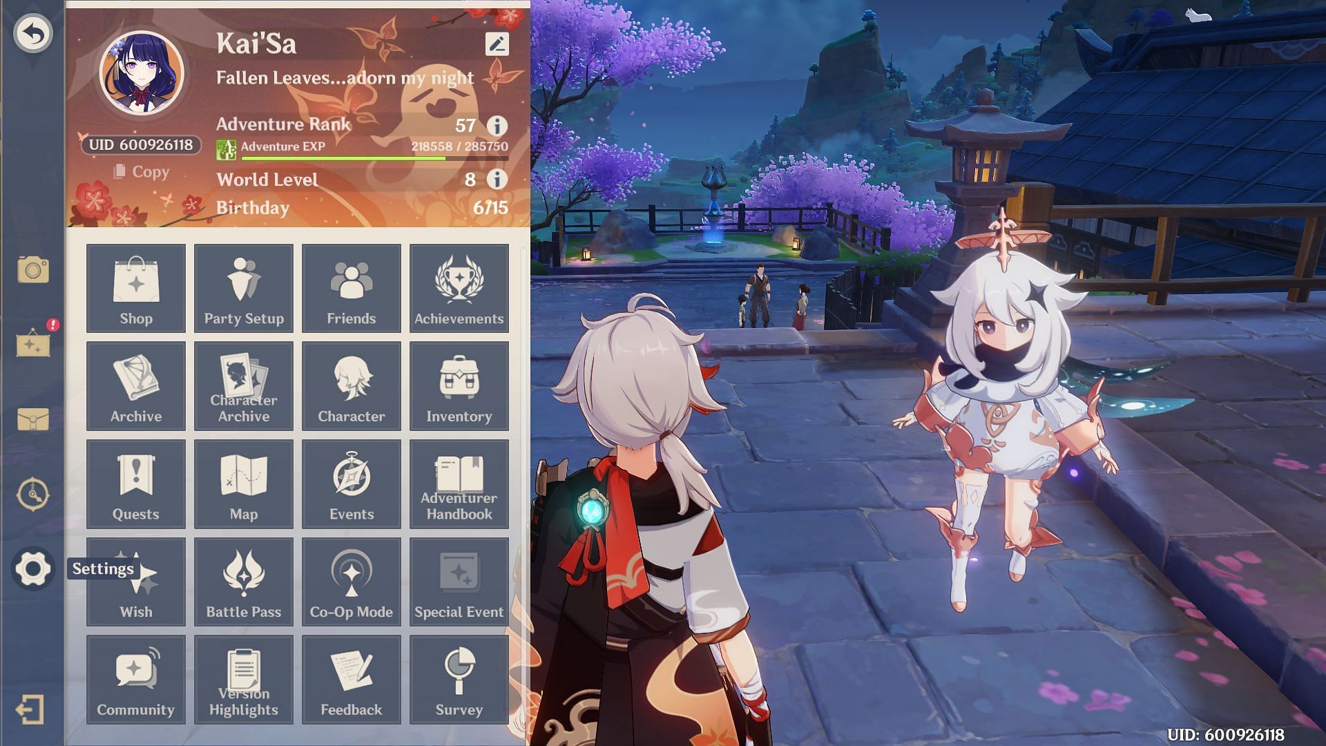 Open the game&#039;s menu (Image via HoYoverse)