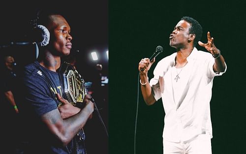 Israel Adesanya (left), Chris Rock (right) [Images courtesy: @stylebender and @chrisrock via Instagram]