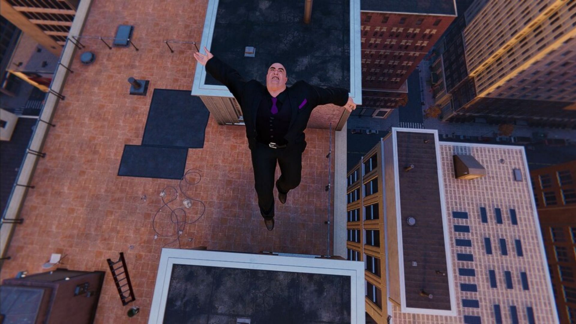 It&#039;s wild to play as Kingpin and fight crime instead of causing it (Image via Insomniac Games)