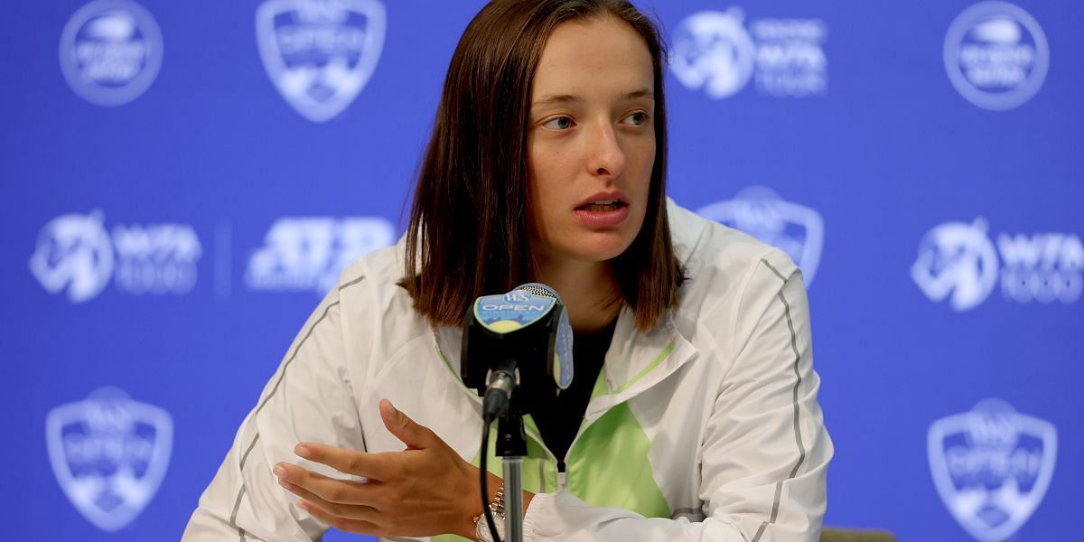 Iga Swiatek in a press conference at the Cincinnati Open.
