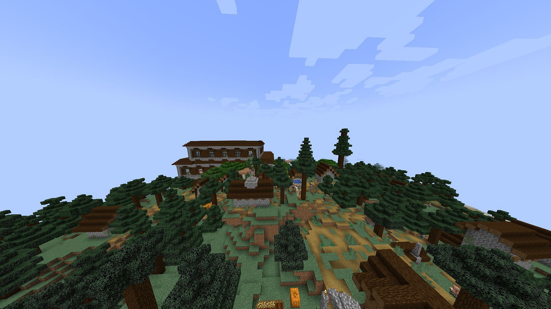 The &quot;Woodland Mansion and Village&quot; seed (Image via Minecraft)