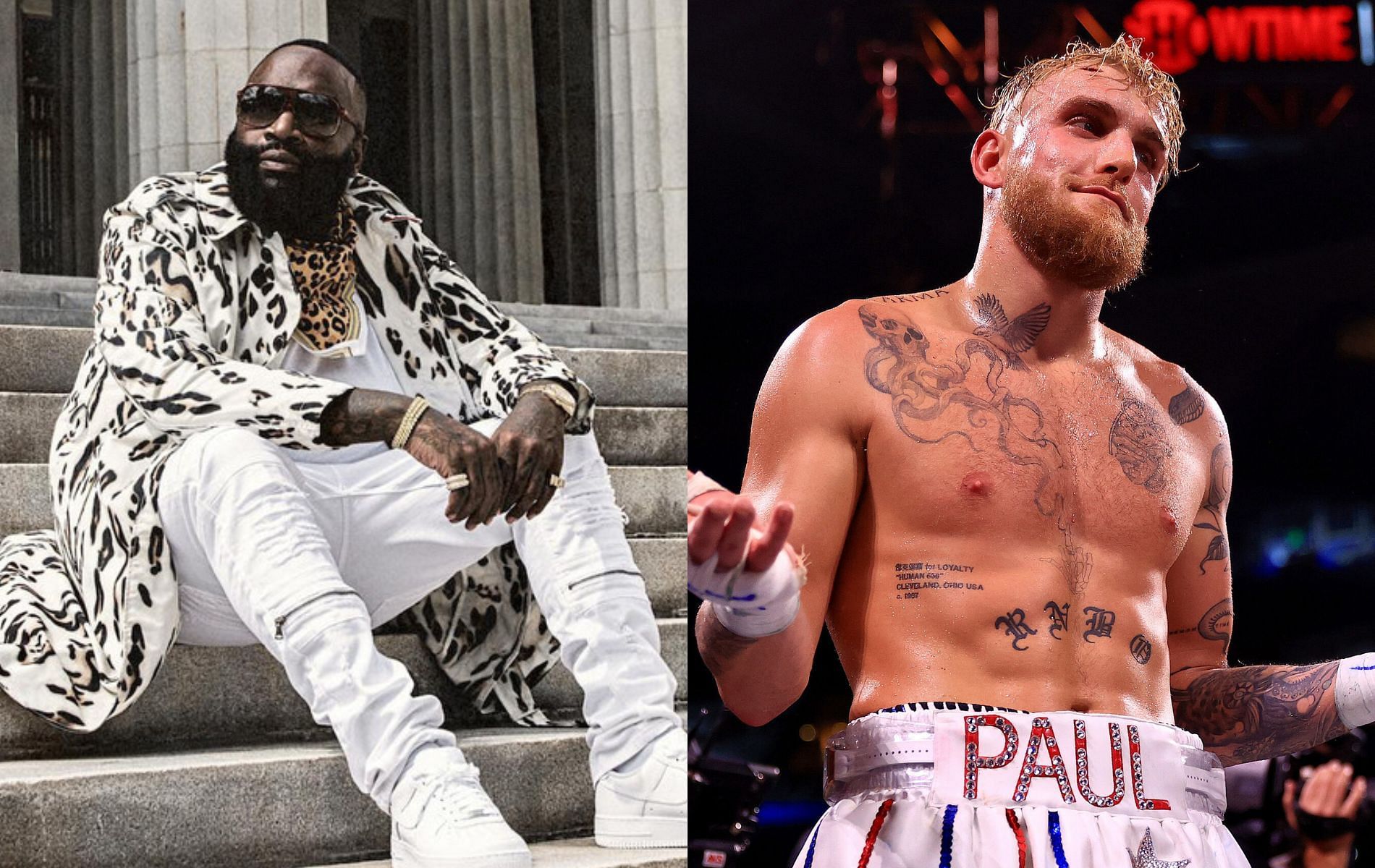 Rick Ross (left) and Jake Paul (right)