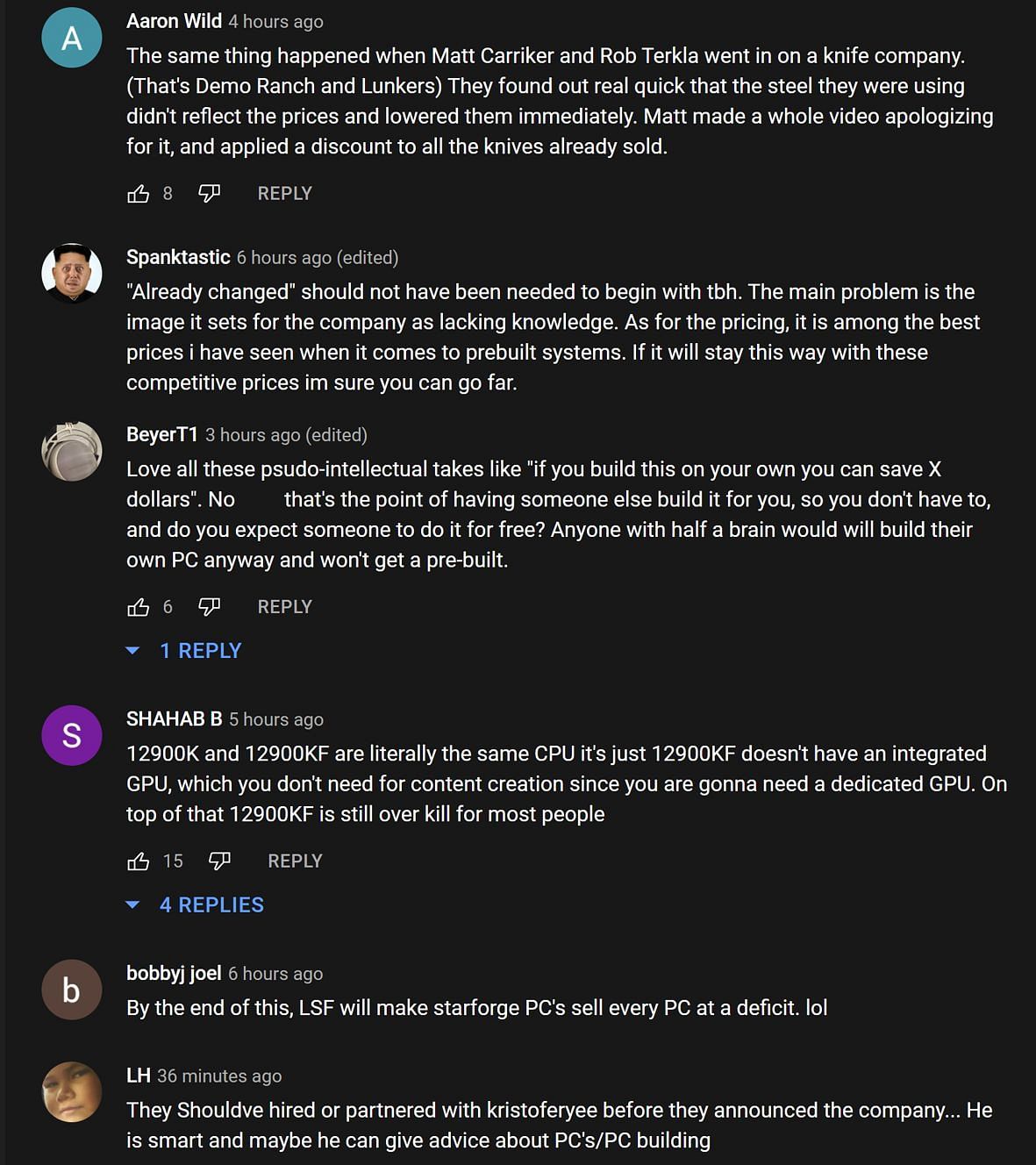Fans reacting to the streamer addressing the drama surrounding Starforge Systems (Image via OTKlips/YouTube)