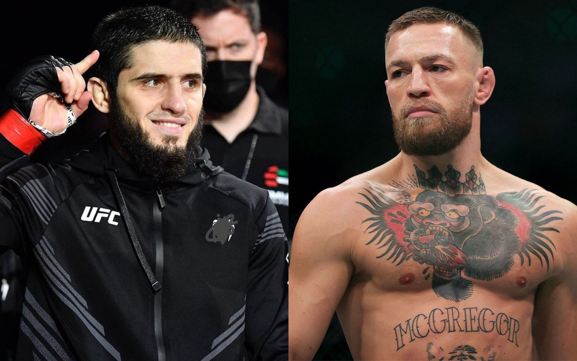 Islam Makhachev (left) and Conor McGregor (right)