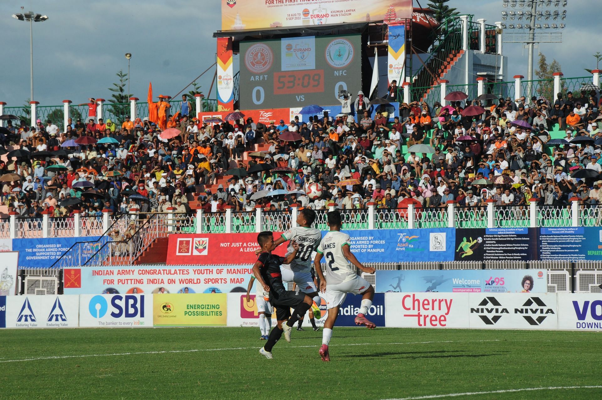 Army Red FT in action against NEROCA FC at the Khuman Lampak Stadium in Imphal (Image Courtesy: Durand Cup)