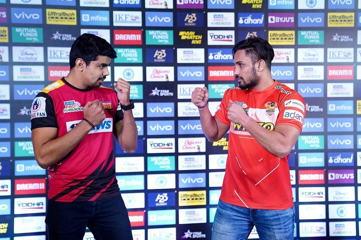 Will the Gujarat Giants go hard for Pawan Sehrawat (L) at the Pro Kabaddi 2022 Auction? (Image: PKL)