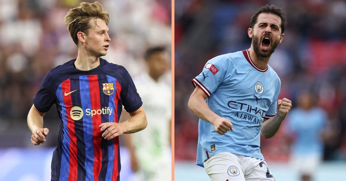 Frenkie de Jong (left) and Bernardo Silva (right)