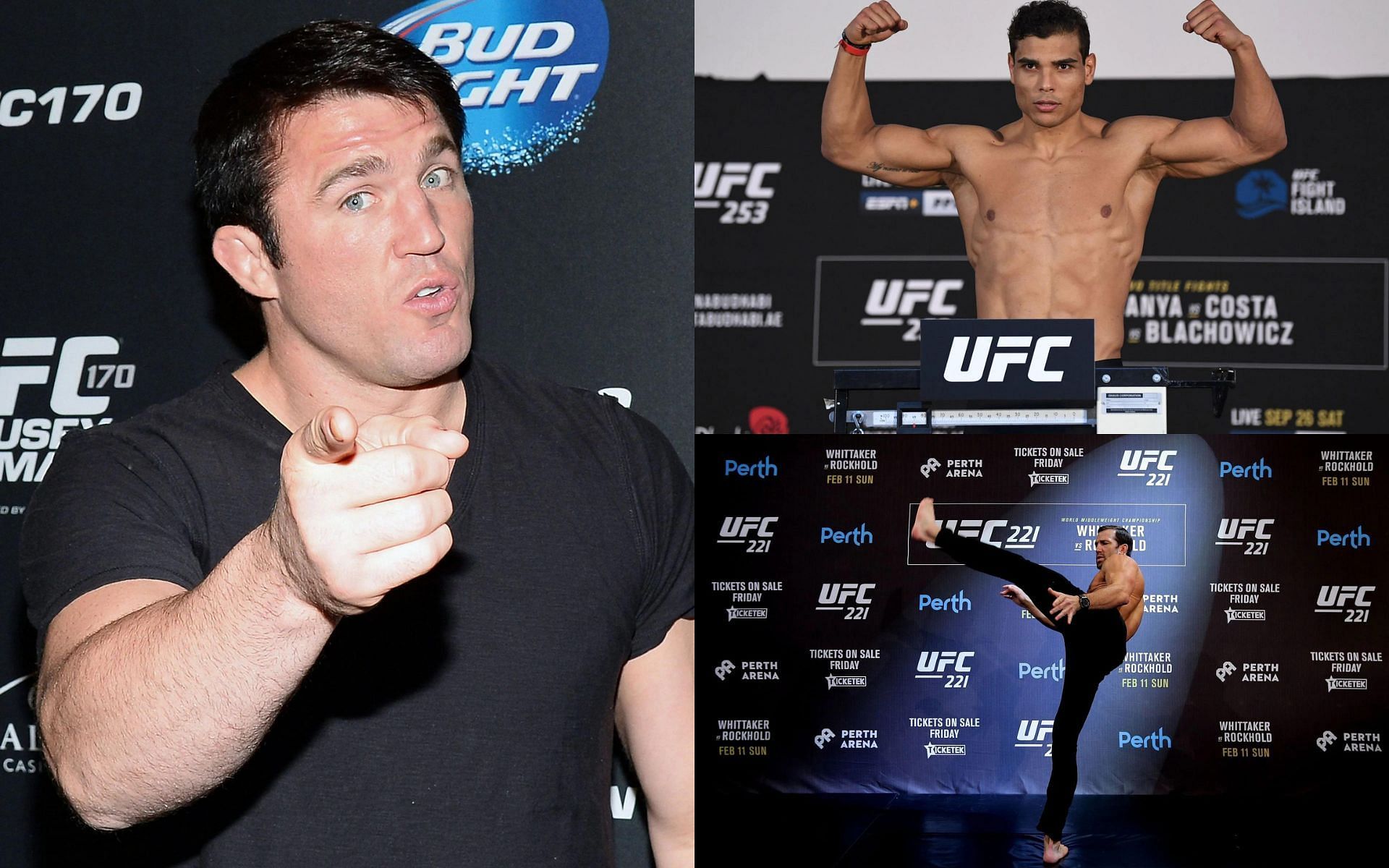 Chael Sonnen (left), Paulo Costa (top right), and Luke Rockhold (bottom right) [Images courtesy of Getty]