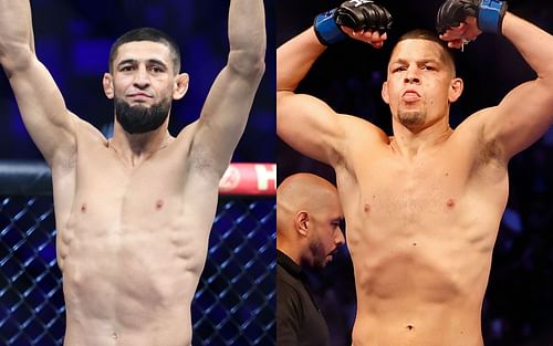 Khamzat Chimaev (left) and Nate Diaz (right) (Images via Getty)