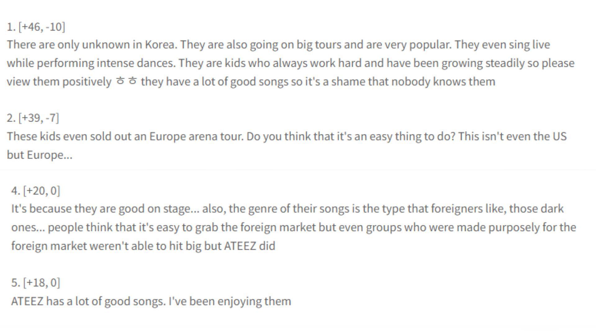 Comments on Pann Nate talking about the group&#039;s success (Image via Pannchoa)