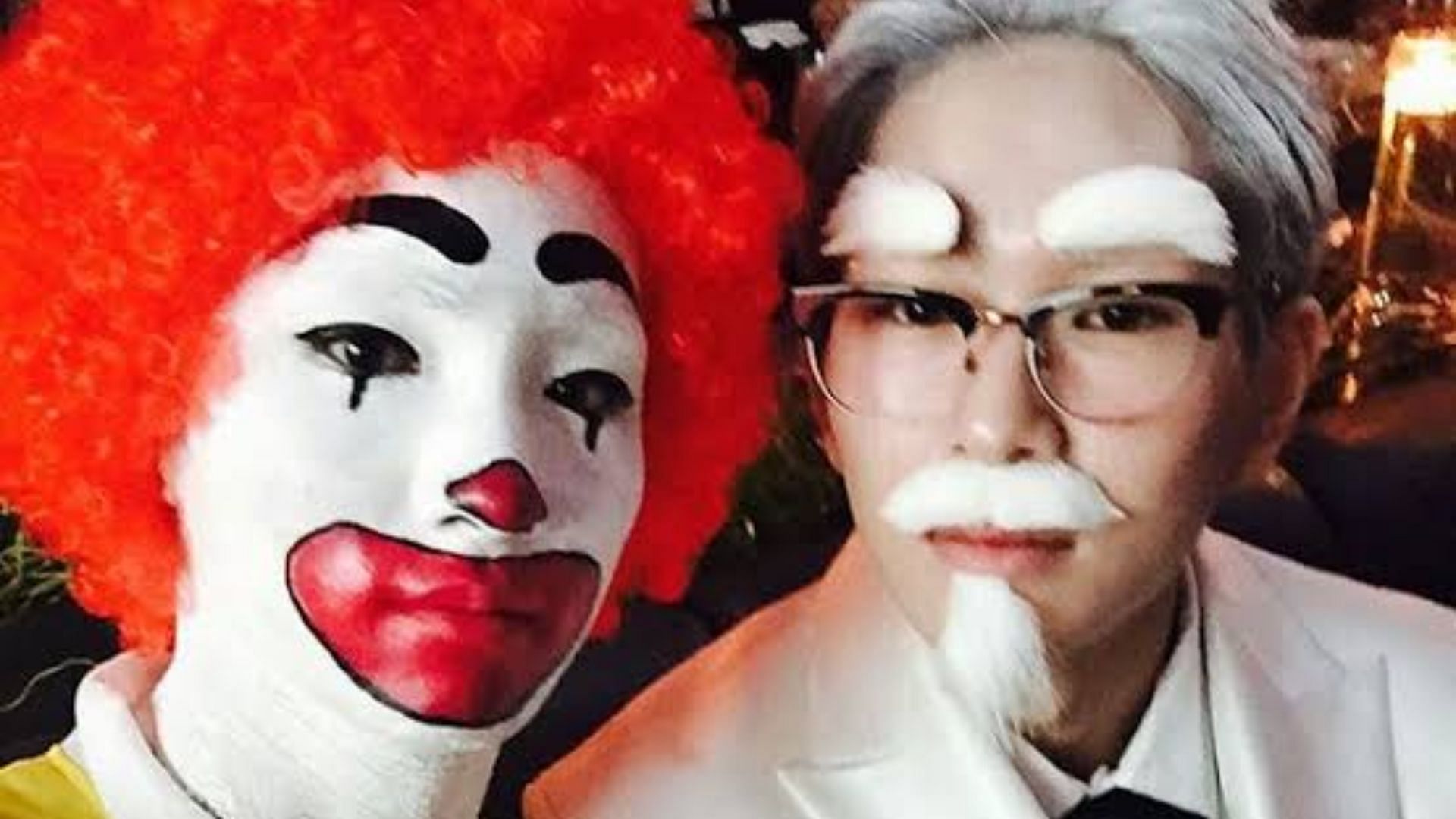 Onew and Key at SM Entertainment&#039;s 2015 Halloween party (Image via Twitter/@IDreamofSHINee)