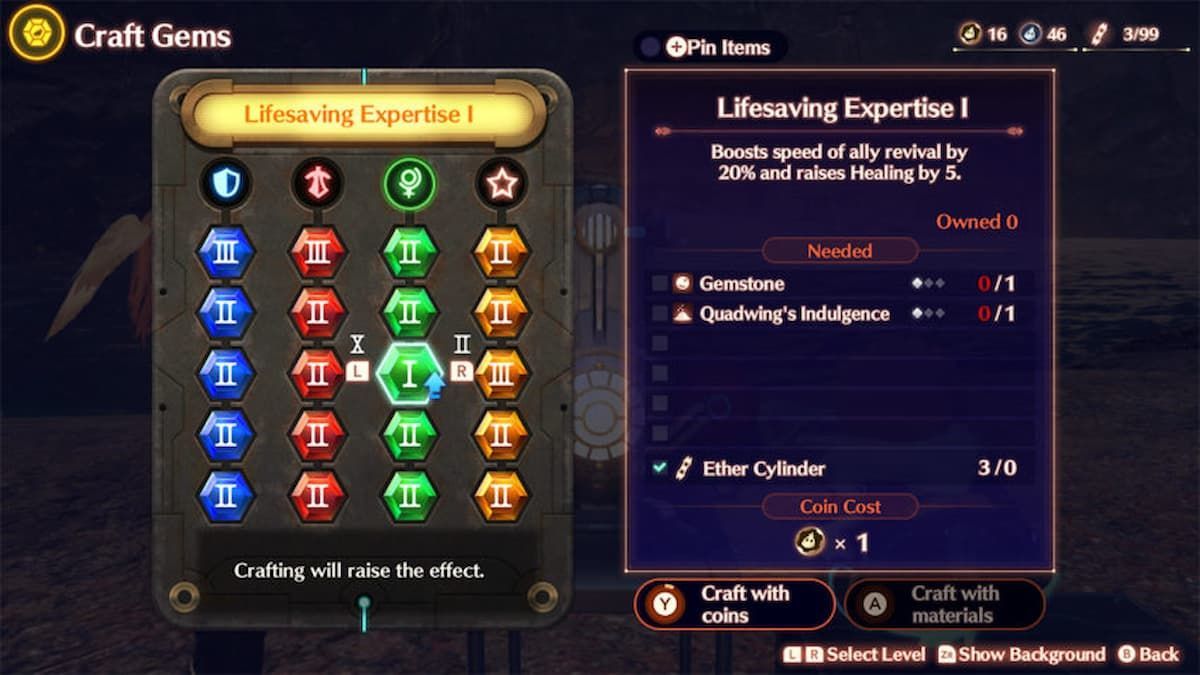 Gem upgrades often require monster materials in Xenoblade Chronicles 3 (Image via Nintendo)