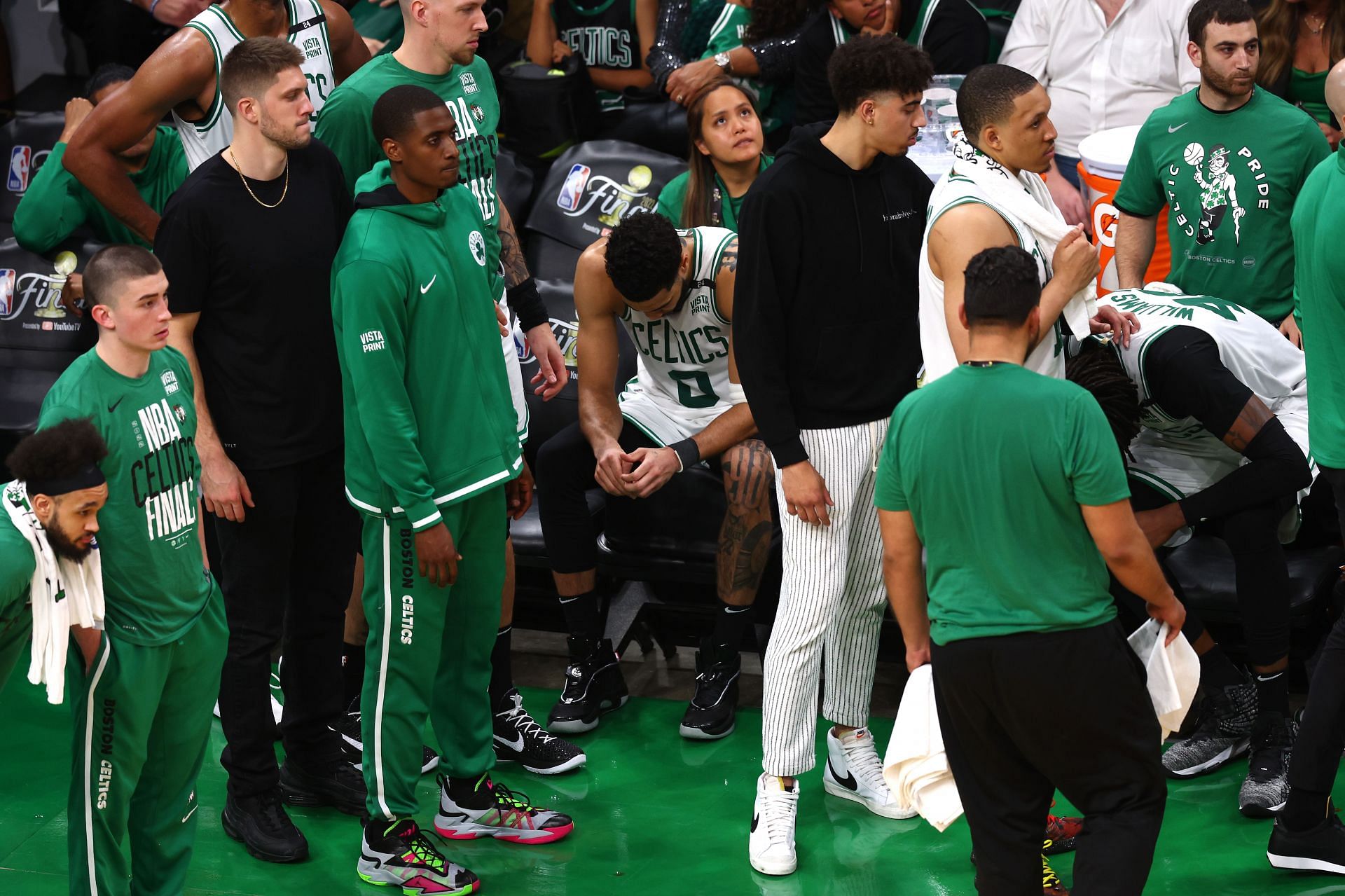 Boston Celtics bench at the 2022 NBA Finals - Game Six