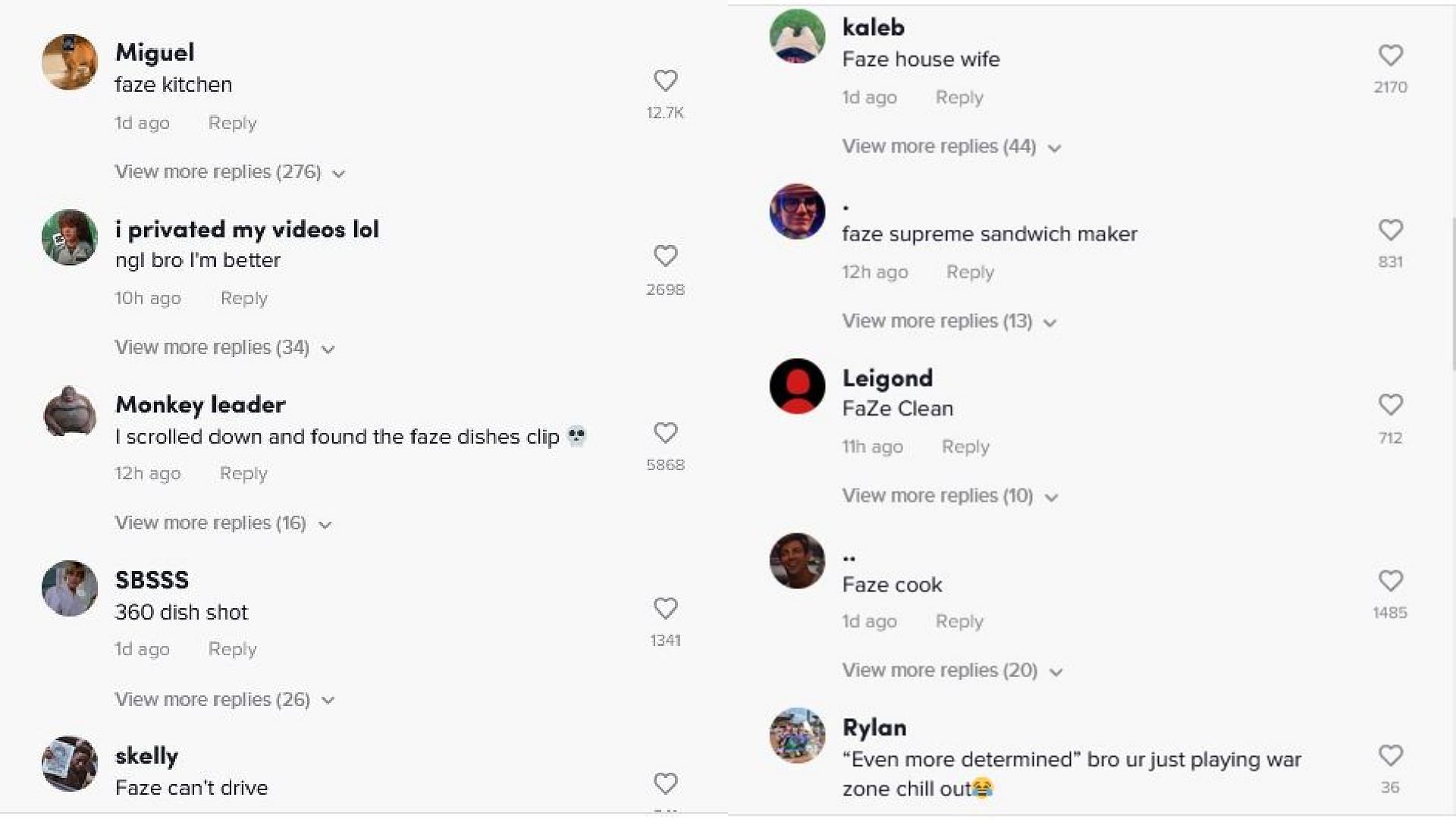 Sexist replies on Nadia&#039;s recent TikTok (Image via nadiaontwtch/TikTok)