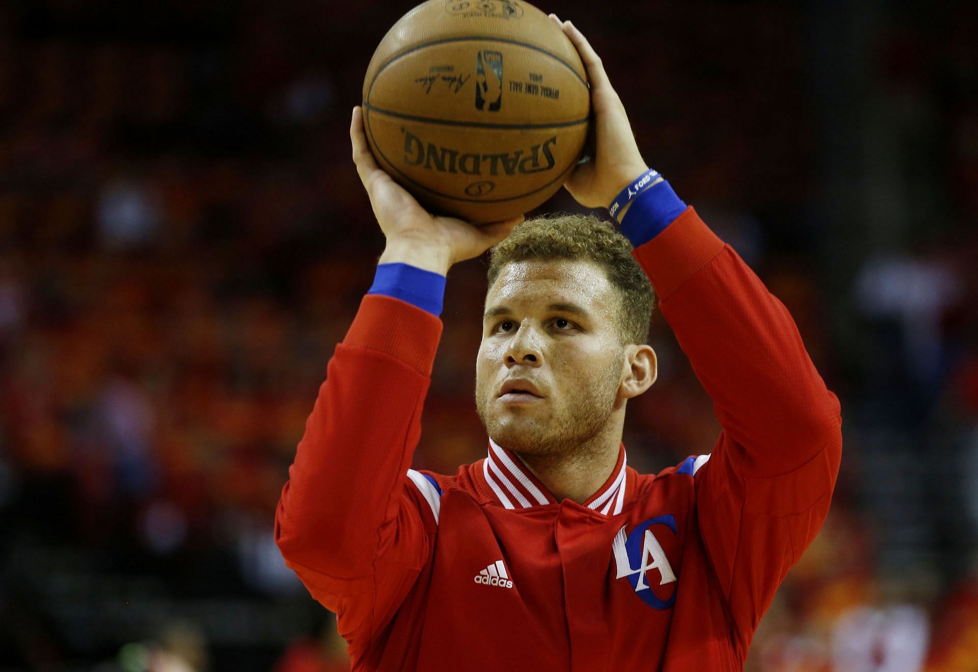 Blake Griffin warms up before a game.