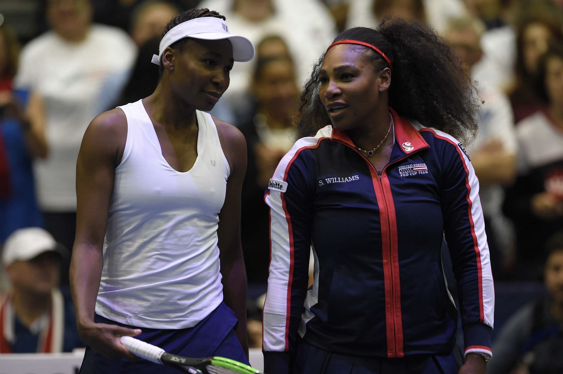 Venus and Serena Williams pictured at the 2018 Fed Cup.