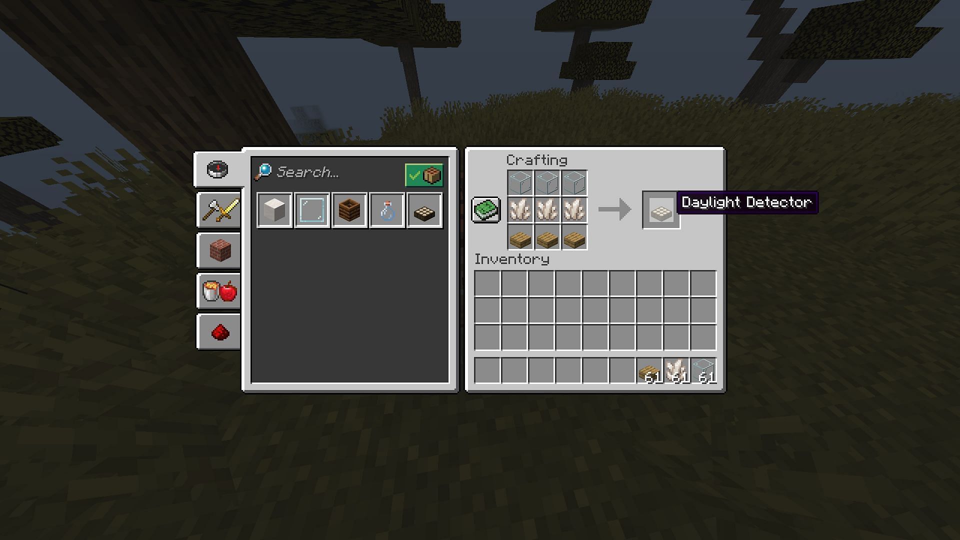 The recipe for a daylight detector (Image via Minecraft)