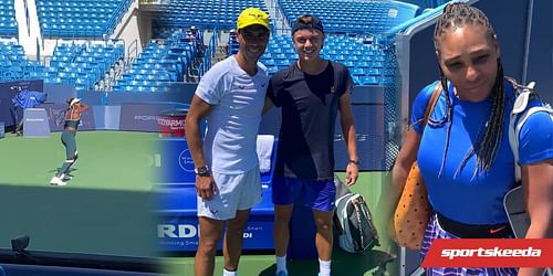 Rafael Nadal and the Williams sisters have hit the practice courts in Cincinnati.