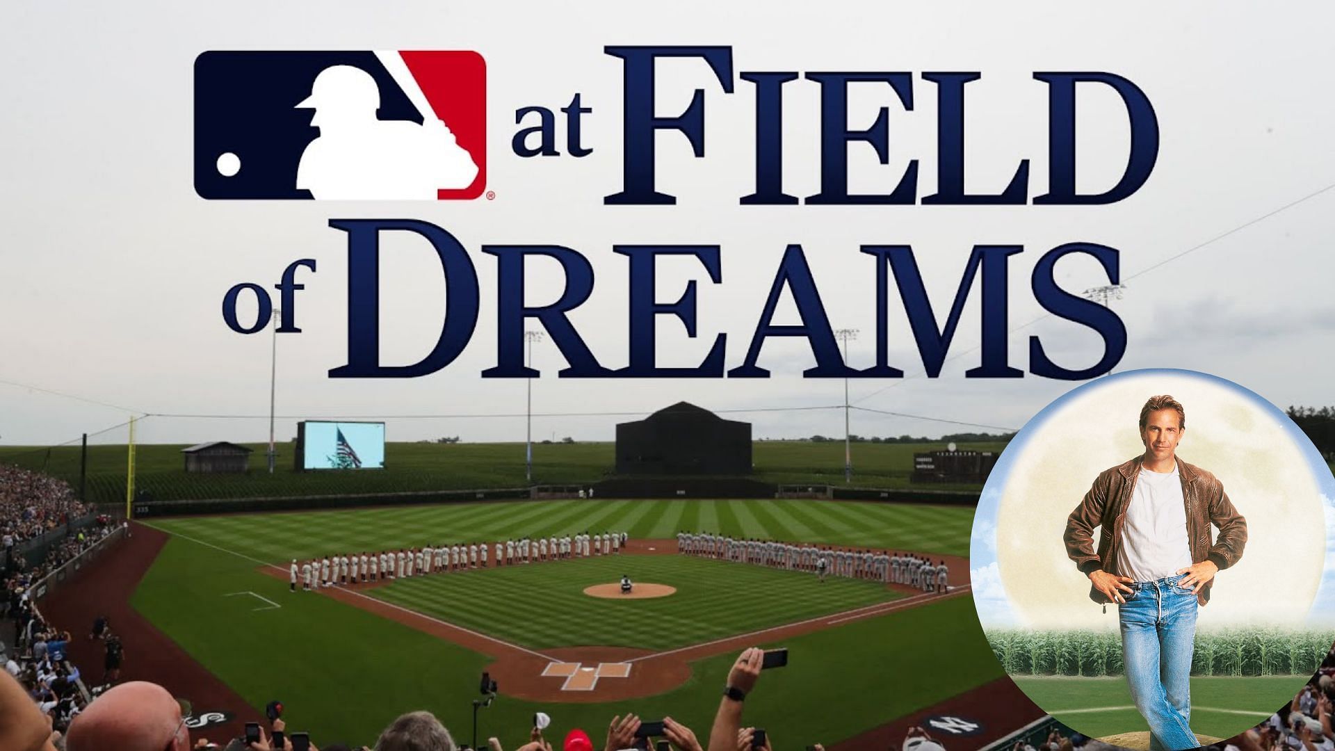 MLB Field of Dreams Game; the movie poster of &quot;Field of Dreams&quot; (inset)