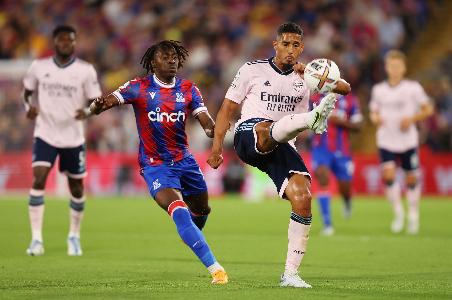 William Saliba (right) has admirers at the Parc des Princes.