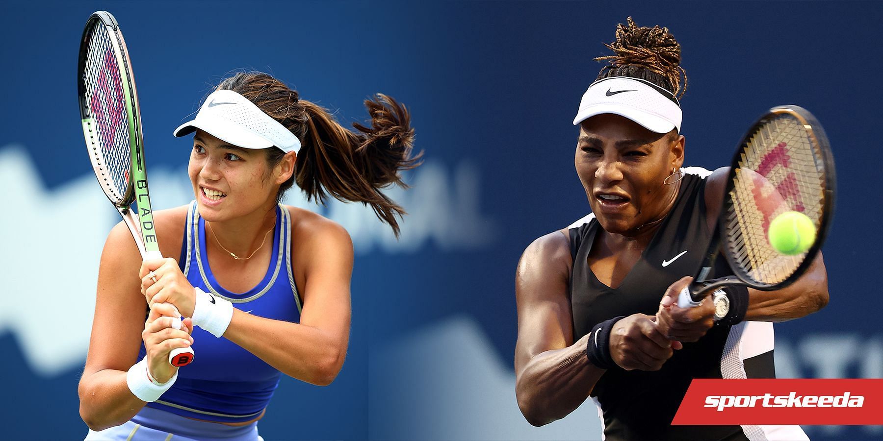 Emma Raducanu (L) and Serena Williams (R)