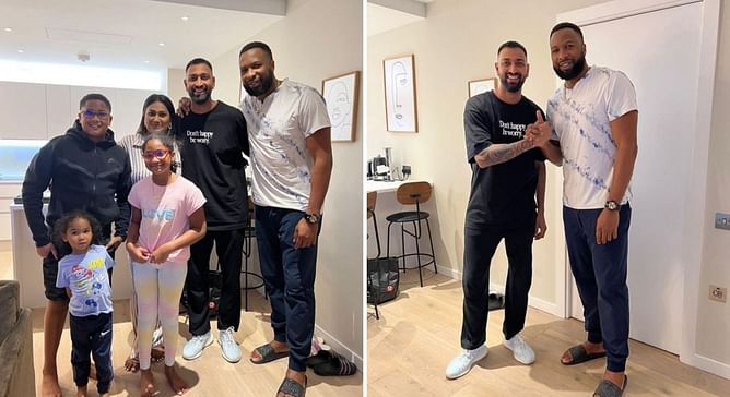 “Friends like family”- Krunal Pandya catches up with former Mumbai Indians teammate Kieron Pollard in England