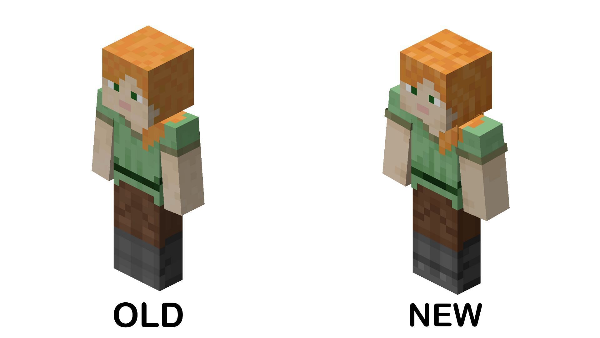 What are the changes in new Steve and Alex skins in Minecraft?