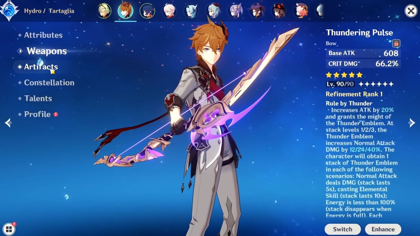 Best characters for Thundering Pulse and Summit Shaper in Genshin Impact