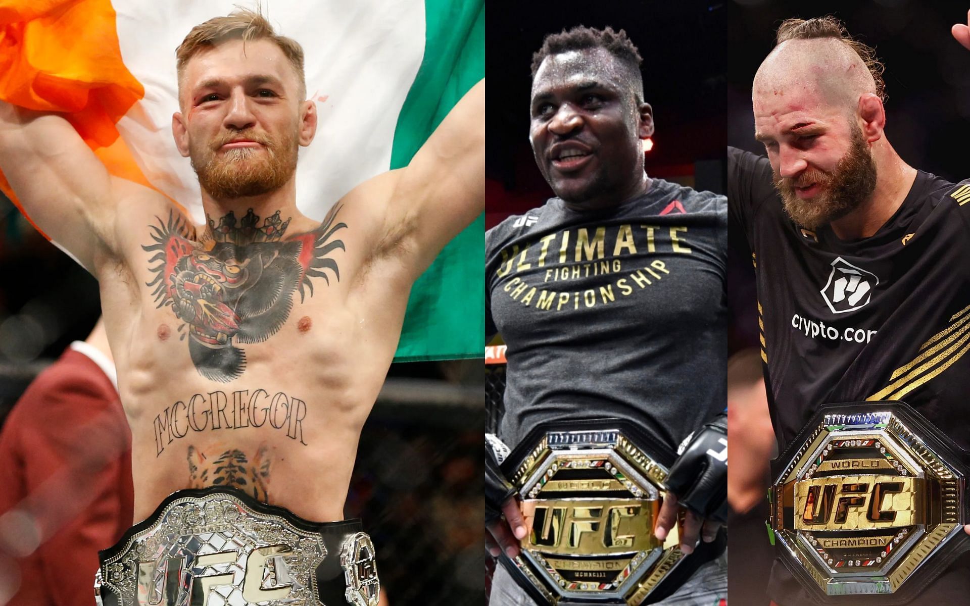 (Left to right) Conor McGregor, Francis Ngannou and Jiř&iacute; Proch&aacute;zka