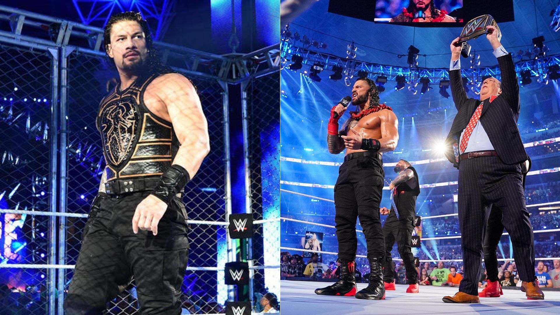 Roman Reigns in 2018 (left) and 2022 (right)