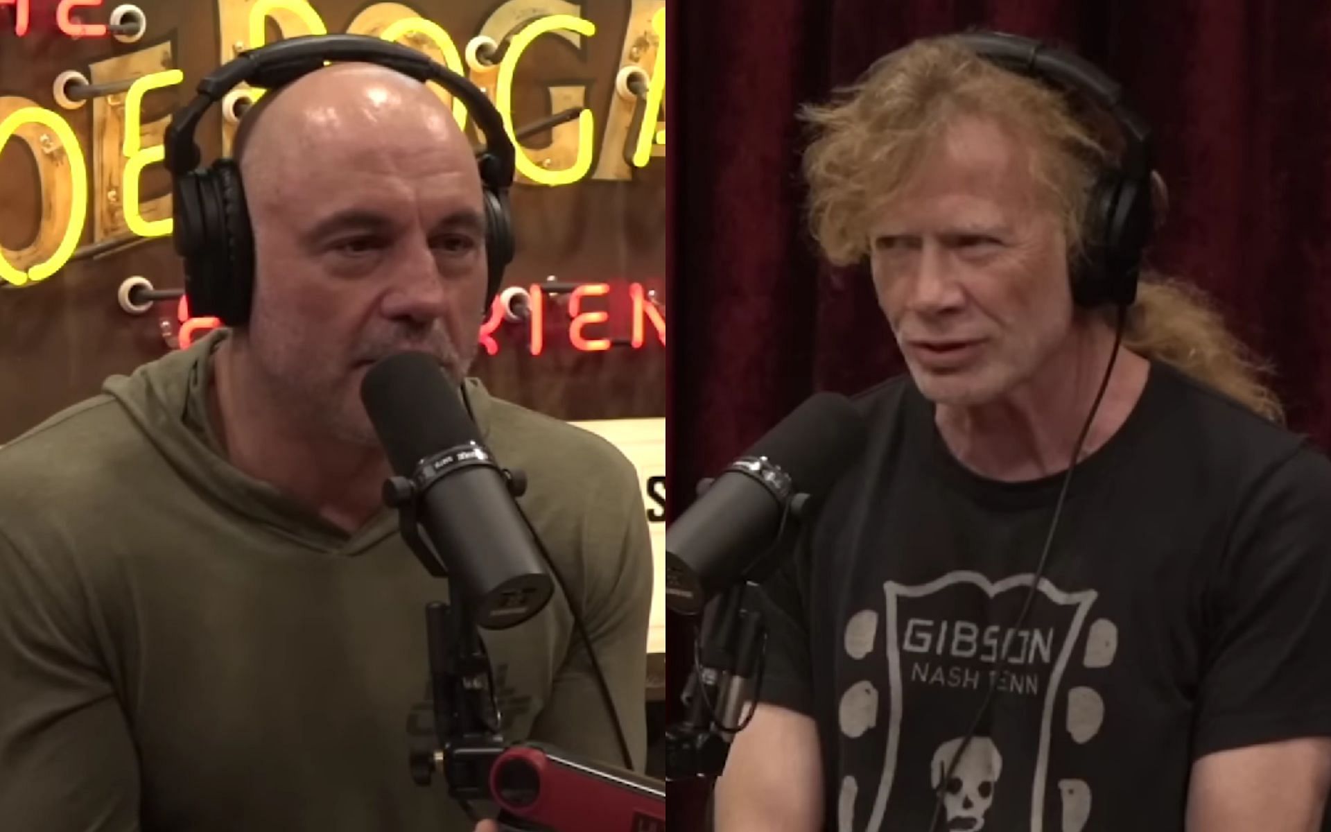 Joe Rogan (left), Dave Mustaine (right) [Images courtesy of PowerfulJRE on YouTube]