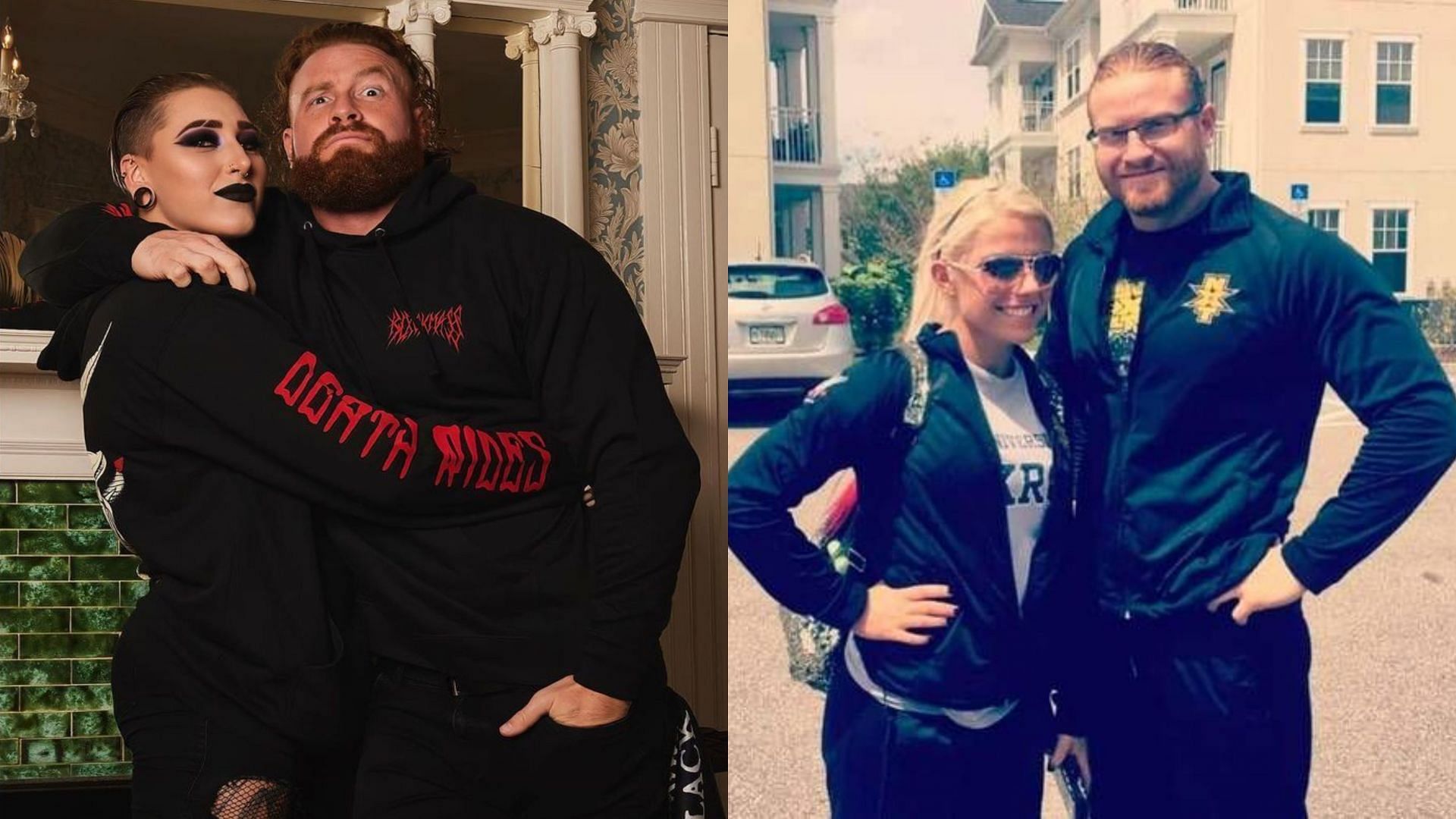 Buddy Matthews with Rhea Ripley (left) and Alex Bliss (right)