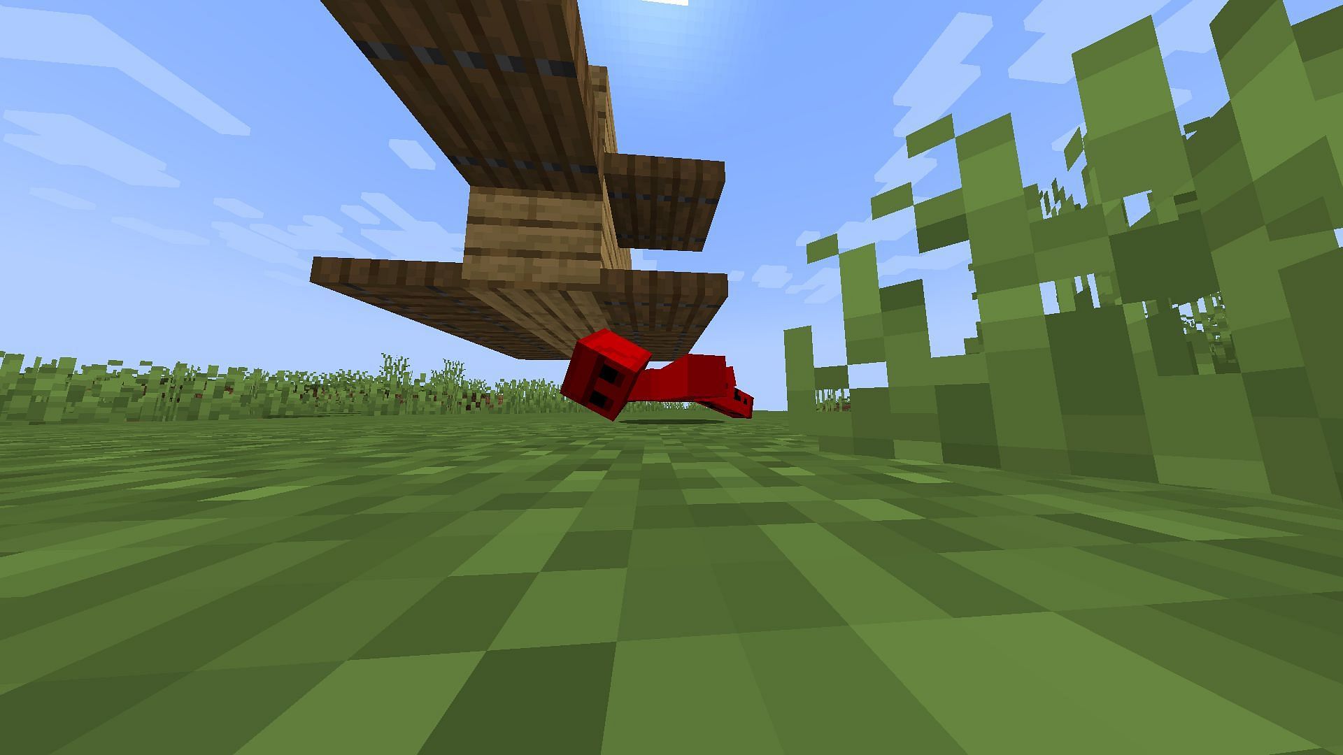 How it looks when a player gets in position to perform the glitch (Image via Mojang)