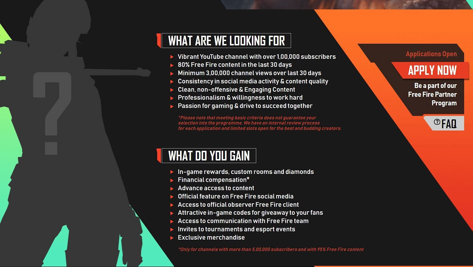 Requirements and benefits of the program (Image via Garena)