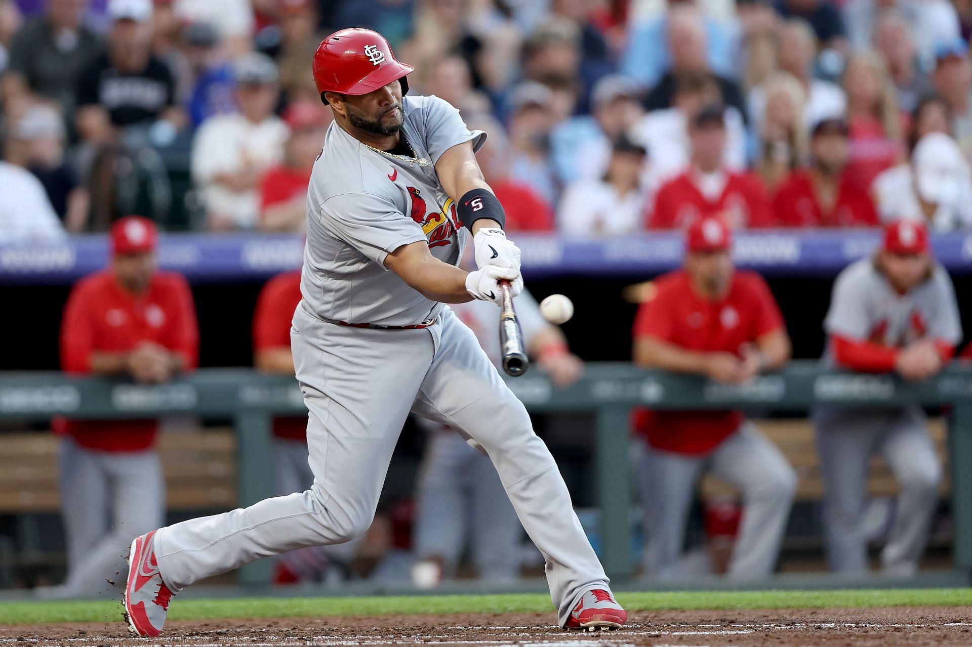 Pujols swinging for the fences