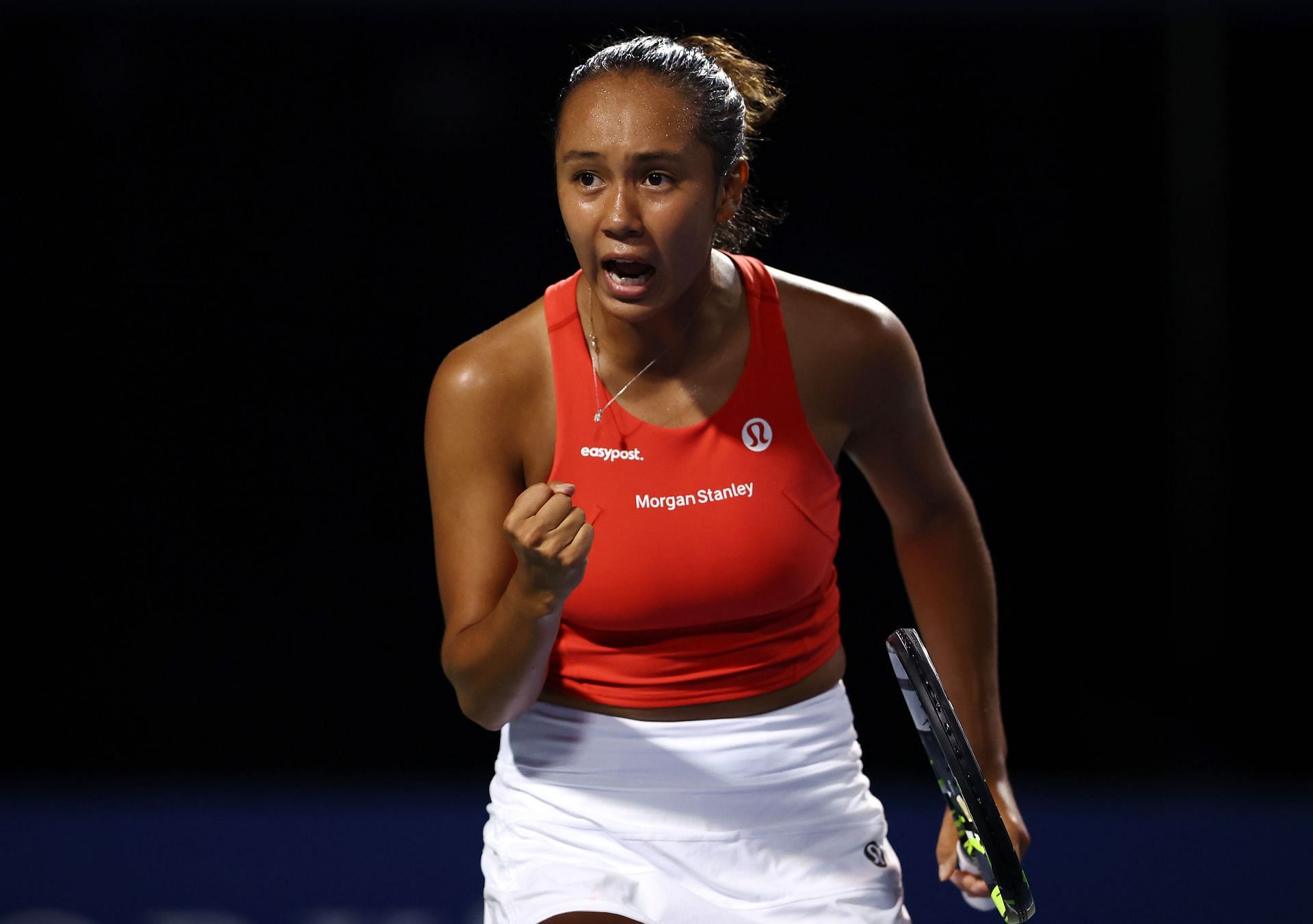 Leylah Fernandez in action at the National Bank Open in Toronto