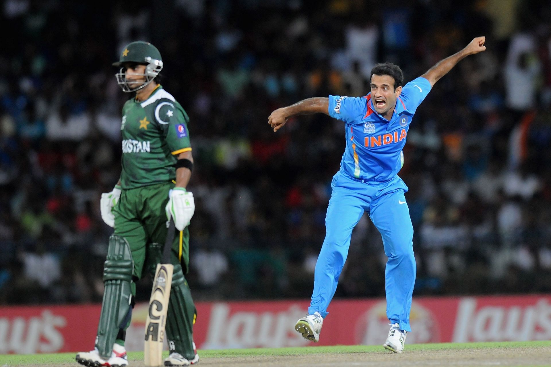 Irfan Pathan in action against Pakistan. (P.C.:Getty)