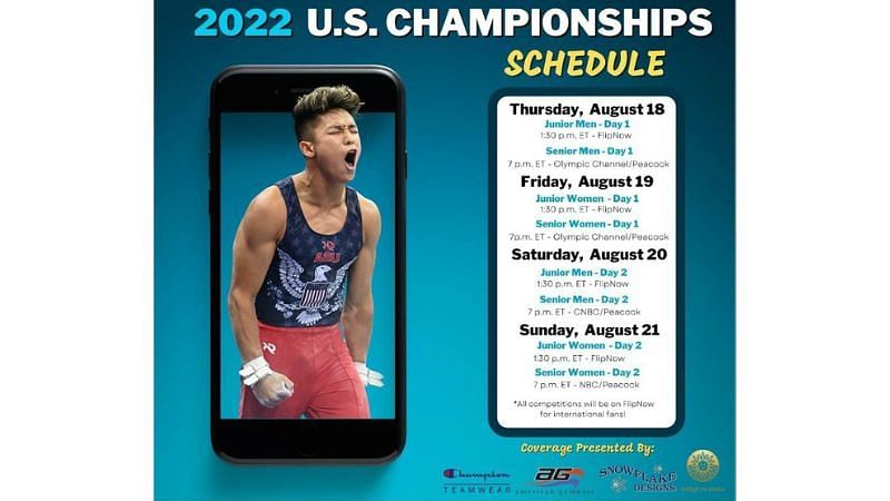Television schedule for the event (Image via US Gymnastics)