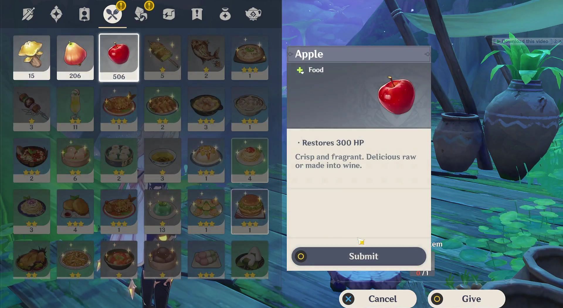 Apple is the first answer to the riddle (Image via HoYoverse)