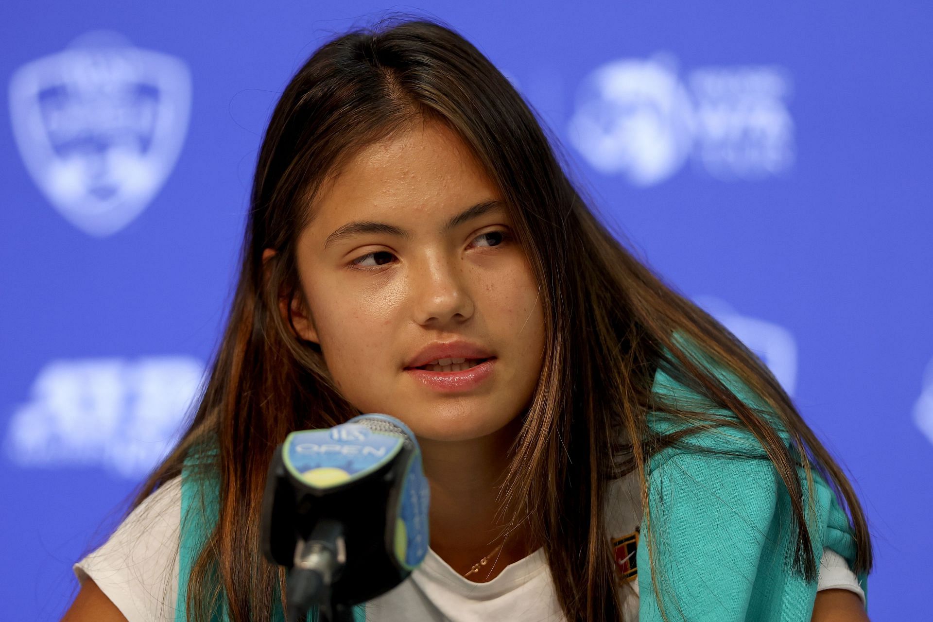 Raducanu during a press conference at the Western &amp; Southern Open - Day 2