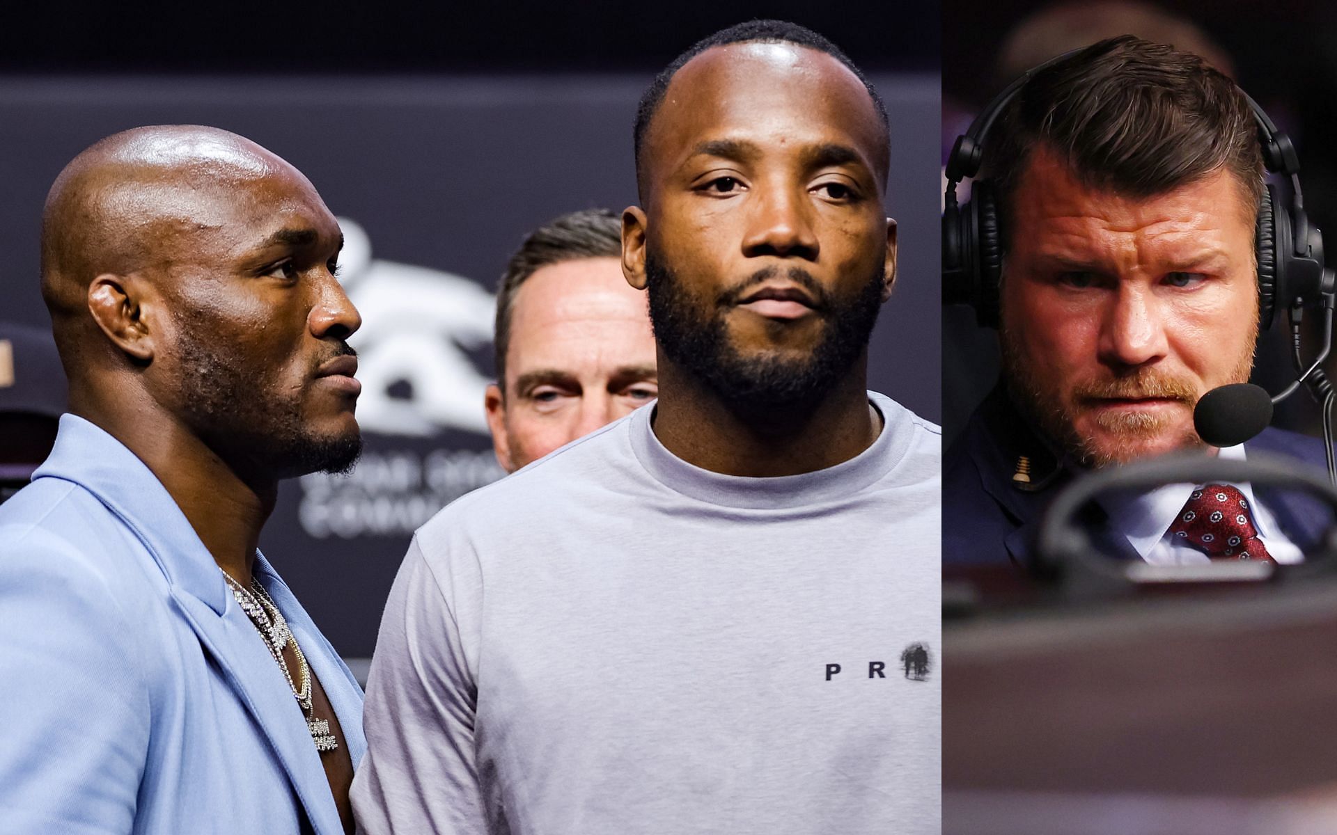 Kamaru Usman and Leon Edwards (left) and Michael Bisping (right). [Images courtesy: both images from Getty Images]