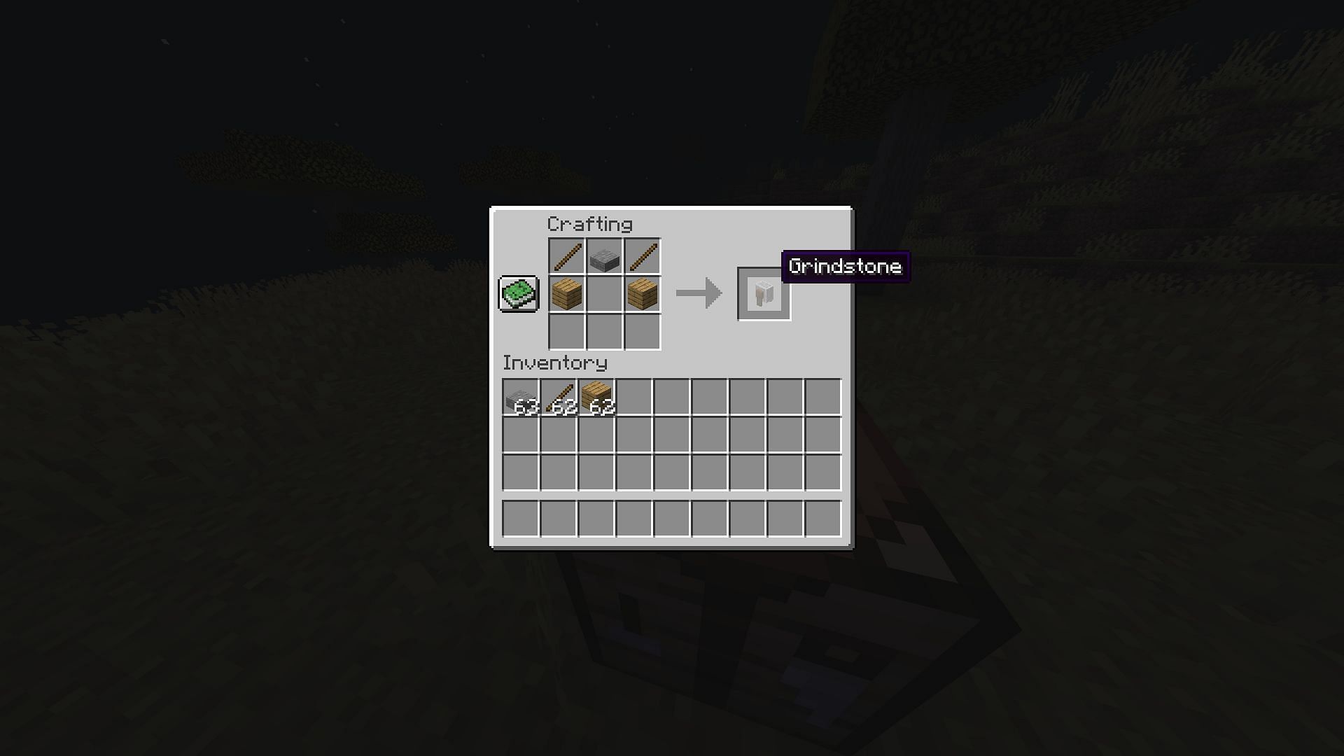The recipe for a grindstone (Image via Minecraft)
