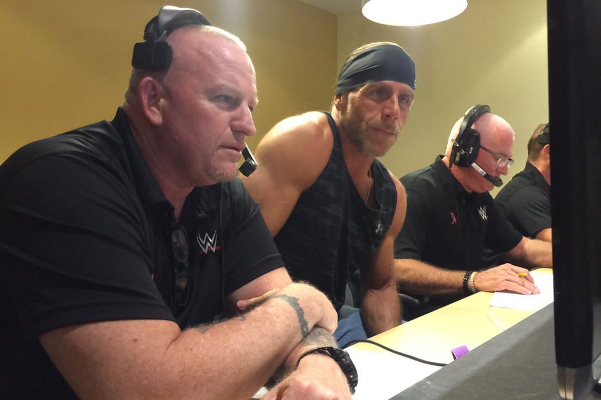 The WWE legend backstage with Shawn Michaels and Matt Bloom