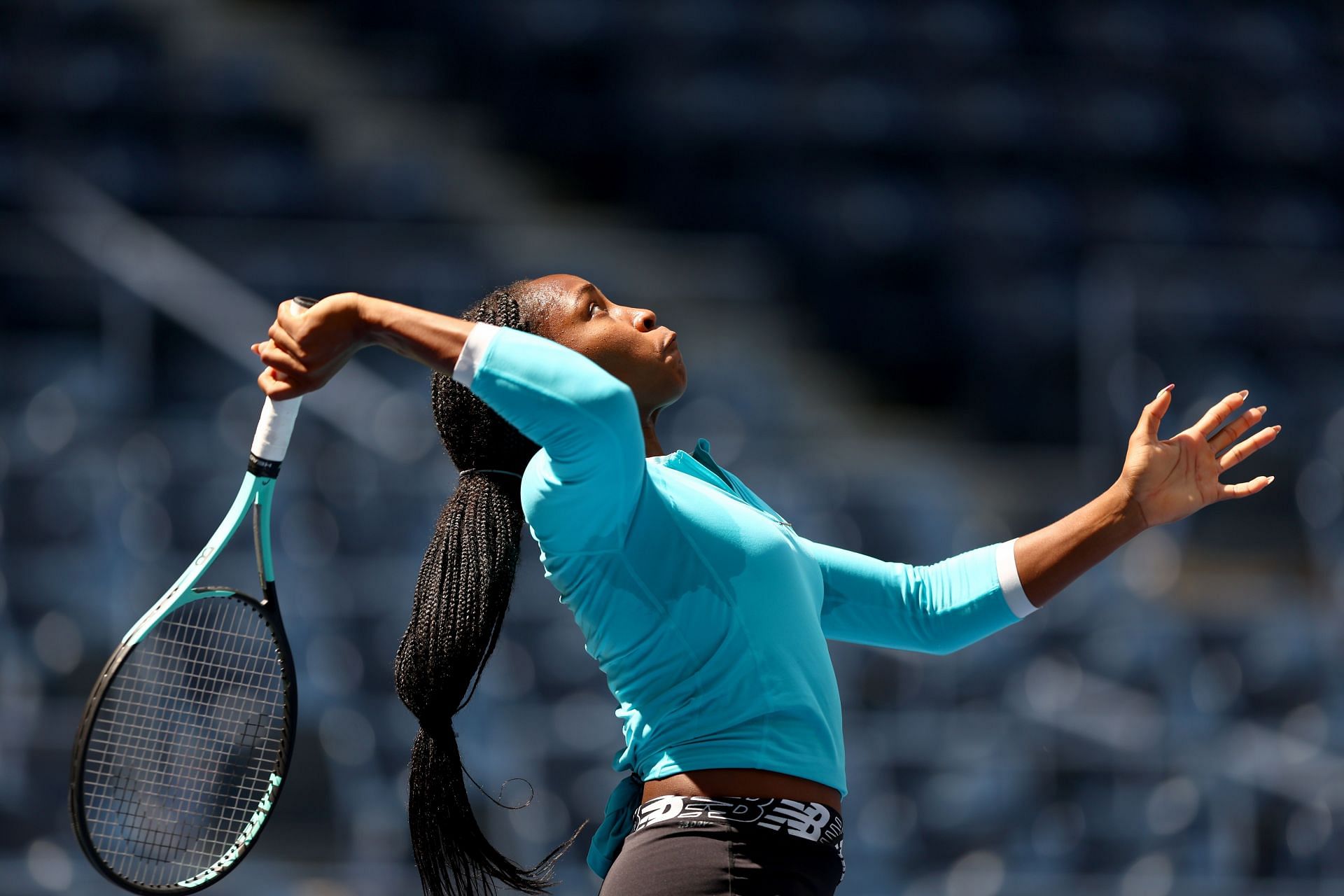 Coco Gauff during her practice session for the US Open