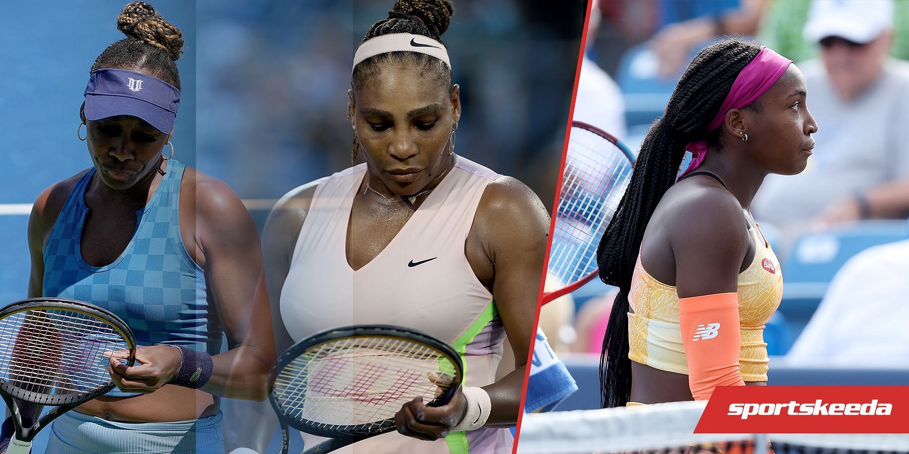 L-R: Venus and Serena Williams, Coco Gauff