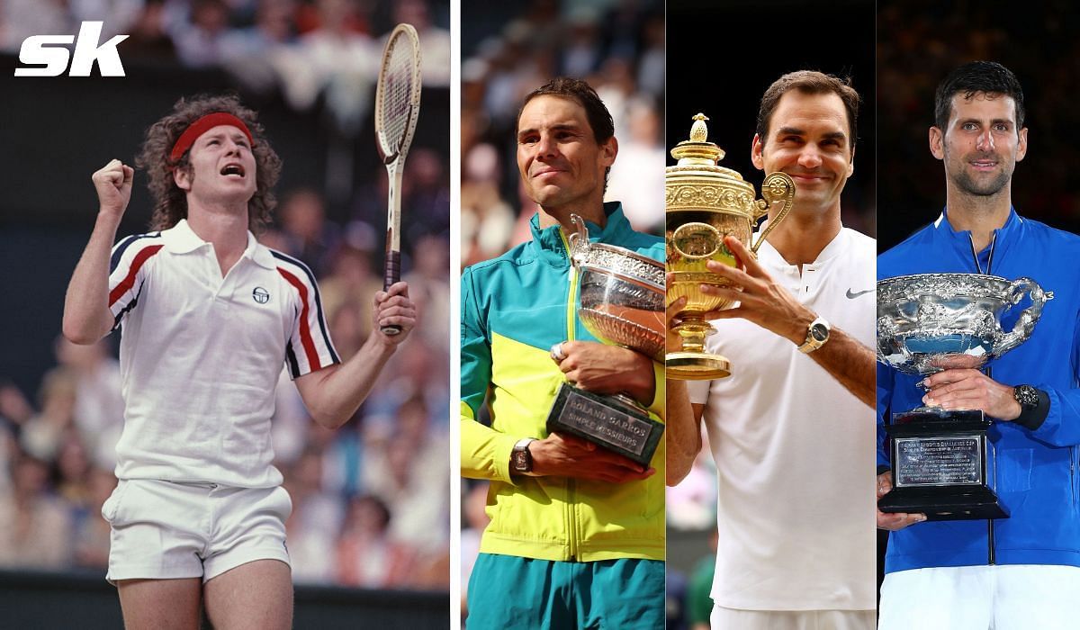 (L-R): John McEnroe, Rafael Nadal, Roger Federer and Novak Djokovic