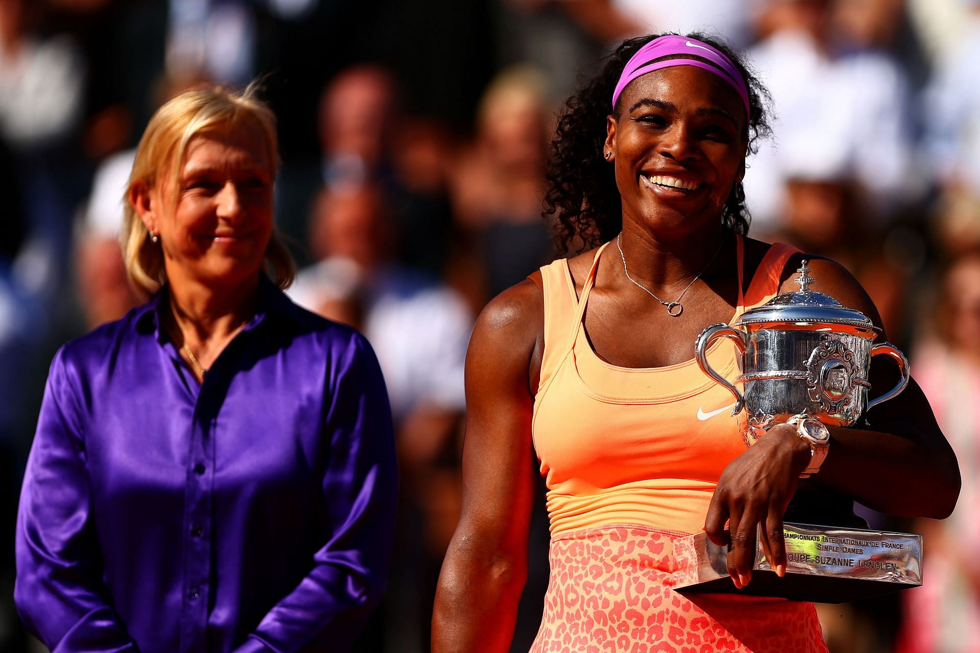 Serena Williams and Martina Navratilova at the 2015 French Open