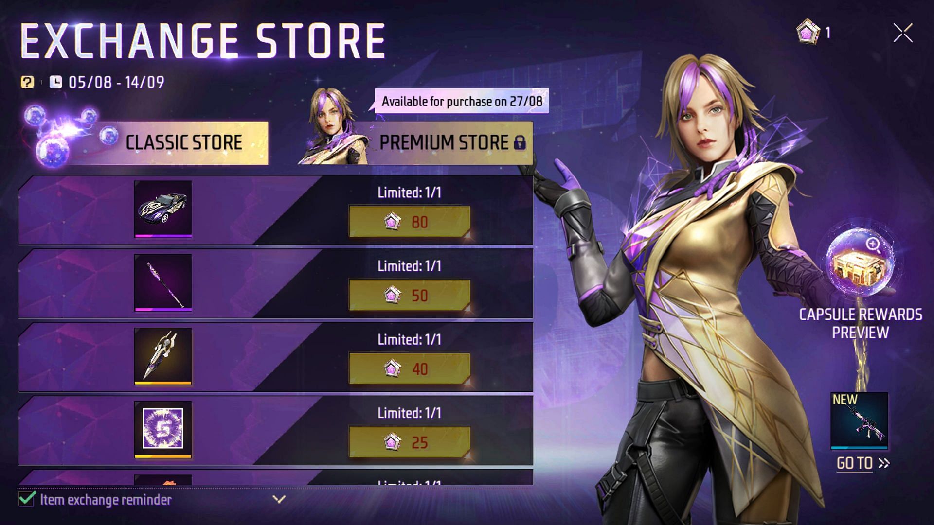 There are two different kinds of Exchange Stores (Image via Garena)