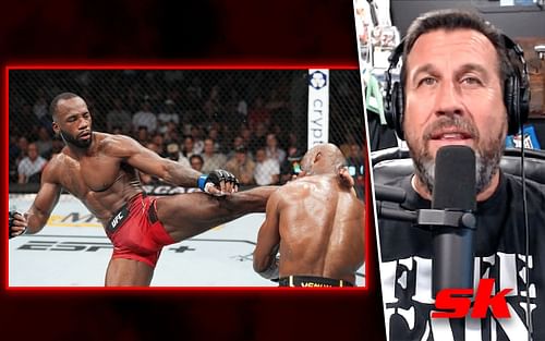 Leon Edwards vs. Kamaru Usman (L), John McCarthy (R) [Images via @arielhelwani on Twitter and Weighing In on YouTube]