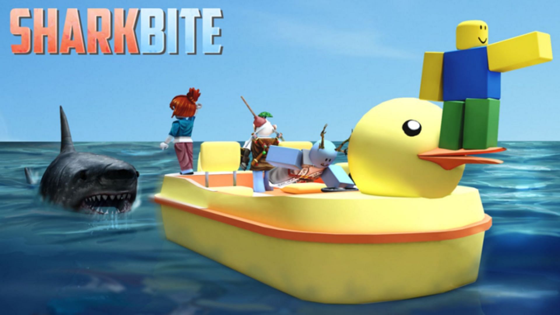 Save yourself from the sharks (Image via Roblox)